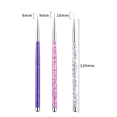 3 vnt./rinkinys Nail Art Line Piešimo šepetėlis Įvairių ilgių Dažytas Grandininis žiedas Gėlių rašiklis Marmurinis Nagų dailės Šepetėlis Manikiūro Nagų įrankiai