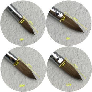 Kolinsky Sable Акрилна четка за нокти за UV гел маникюр Плоска дървена дръжка Четки за изграждане на гел Течен блясък Писалка за рисуване Инструменти за нокти