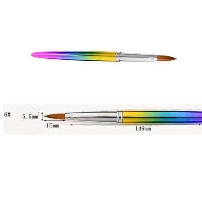 Perie de unghii acrilice Kolinsky Sable pentru manichiură cu gel UV, mâner plat din lemn, perii pentru constructor, stilou cu sclipici lichid, unelte pentru unghii