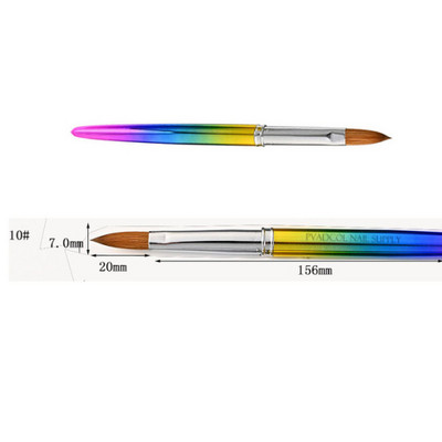 Perie de unghii acrilice Kolinsky Sable pentru manichiură cu gel UV, mâner plat din lemn, perii pentru constructor, stilou cu sclipici lichid, unelte pentru unghii
