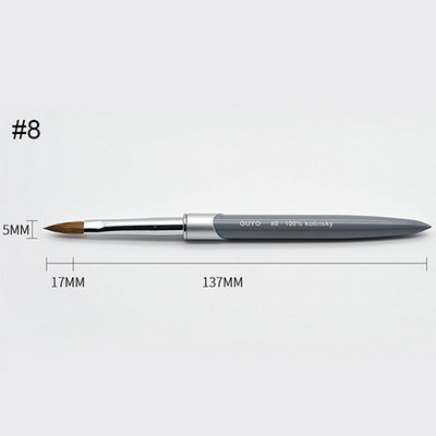 Perie de unghii acrilice Kolinsky Sable pentru manichiură cu gel UV, mâner plat din lemn, perii pentru constructor, stilou cu sclipici lichid, unelte pentru unghii