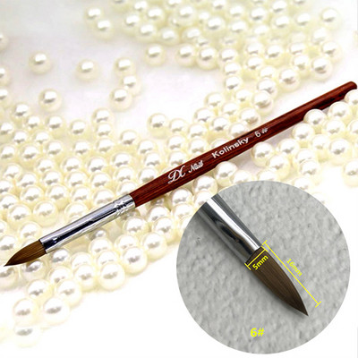 Perie de unghii acrilice Kolinsky Sable pentru manichiură cu gel UV, mâner plat din lemn, perii pentru constructor, stilou cu sclipici lichid, unelte pentru unghii