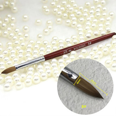 Perie de unghii acrilice Kolinsky Sable pentru manichiură cu gel UV, mâner plat din lemn, perii pentru constructor, stilou cu sclipici lichid, unelte pentru unghii