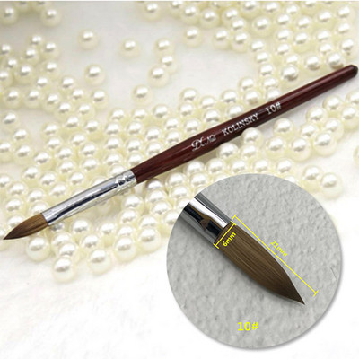 Perie de unghii acrilice Kolinsky Sable pentru manichiură cu gel UV, mâner plat din lemn, perii pentru constructor, stilou cu sclipici lichid, unelte pentru unghii
