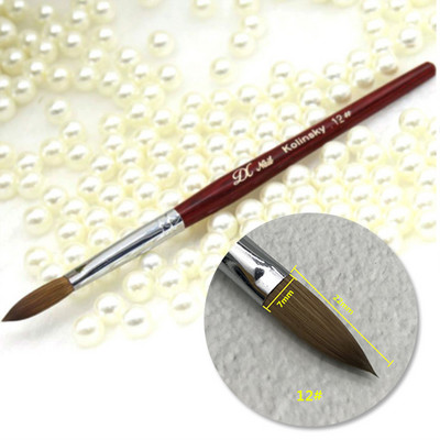 Perie de unghii acrilice Kolinsky Sable pentru manichiură cu gel UV, mâner plat din lemn, perii pentru constructor, stilou cu sclipici lichid, unelte pentru unghii