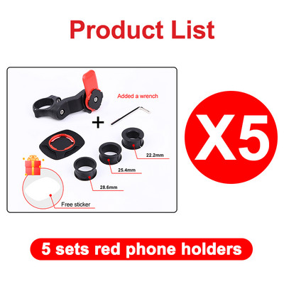 1-10 rinkinių 360° besisukantis motociklo telefono laikiklis Reguliuojamas dviračio telefono laikiklis MTB GPS navigacijos palaikymo stovas, skirtas iPhone Xiaomi