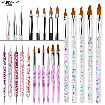 5 бр./компл. Акрилна четка за нокти Art Crystal Brush UV Gel Painting Dotting Pen Carving Съвети Инструменти за салон за маникюр