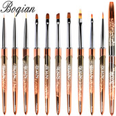 BQAN Nou 10 buc Perie pentru unghii cu mâner din aur roz UV Gel Liner Pen pentru pictura Penie acrilice pentru desen pentru unghii Instrument pentru unghii Pix pentru unghii