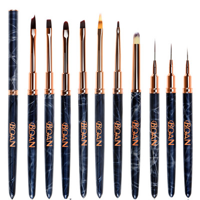 BQAN Nou 10 buc Perie pentru unghii cu mâner din aur roz UV Gel Liner Pen pentru pictura Penie acrilice pentru desen pentru unghii Instrument pentru unghii Pix pentru unghii