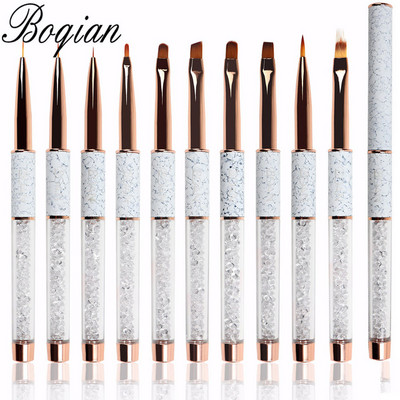 BQAN Nou 10 buc Perie pentru unghii cu mâner din aur roz UV Gel Liner Pen pentru pictura Penie acrilice pentru desen pentru unghii Instrument pentru unghii Pix pentru unghii