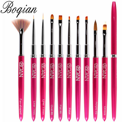 BQAN Nou 10 buc Perie pentru unghii cu mâner din aur roz UV Gel Liner Pen pentru pictura Penie acrilice pentru desen pentru unghii Instrument pentru unghii Pix pentru unghii