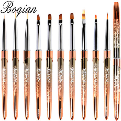 BQAN Nou 10 buc Perie pentru unghii cu mâner din aur roz UV Gel Liner Pen pentru pictura Penie acrilice pentru desen pentru unghii Instrument pentru unghii Pix pentru unghii