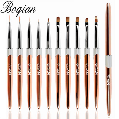 BQAN Nou 10 buc Perie pentru unghii cu mâner din aur roz UV Gel Liner Pen pentru pictura Penie acrilice pentru desen pentru unghii Instrument pentru unghii Pix pentru unghii