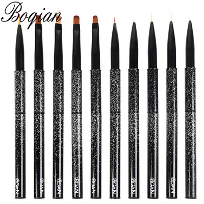 BQAN Nou 10 buc Perie pentru unghii cu mâner din aur roz UV Gel Liner Pen pentru pictura Penie acrilice pentru desen pentru unghii Instrument pentru unghii Pix pentru unghii