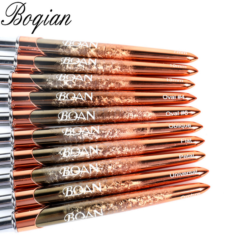 BQAN Nou 10 buc Perie pentru unghii cu mâner din aur roz UV Gel Liner Pen pentru pictura Penie acrilice pentru desen pentru unghii Instrument pentru unghii Pix pentru unghii
