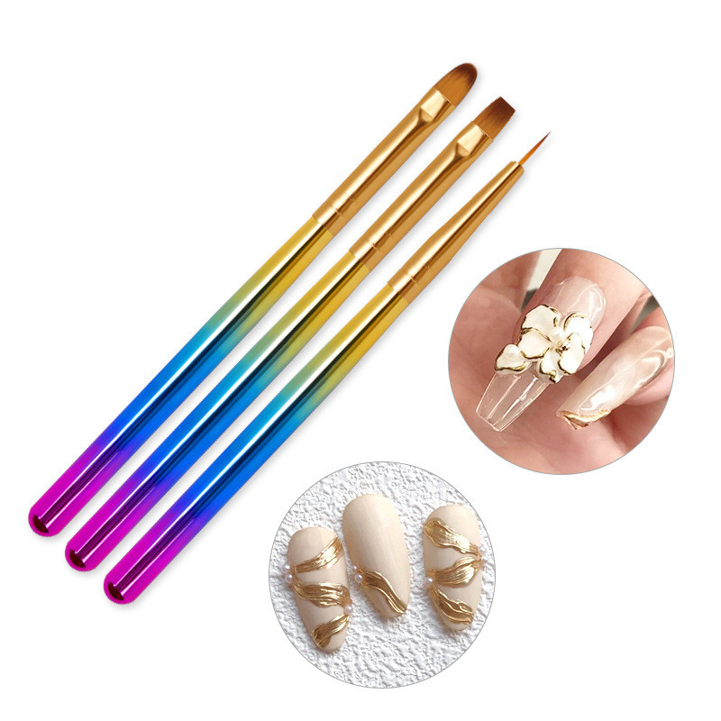 3 db/szett Nails Art ecset akril púder folyékony púder faragás UV gél ecset manikűr fényterápia nylon festett kiegészítők eszköz