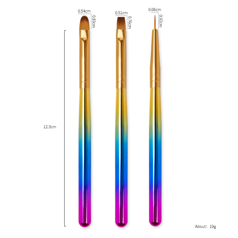 3 db/szett Nails Art ecset akril púder folyékony púder faragás UV gél ecset manikűr fényterápia nylon festett kiegészítők eszköz
