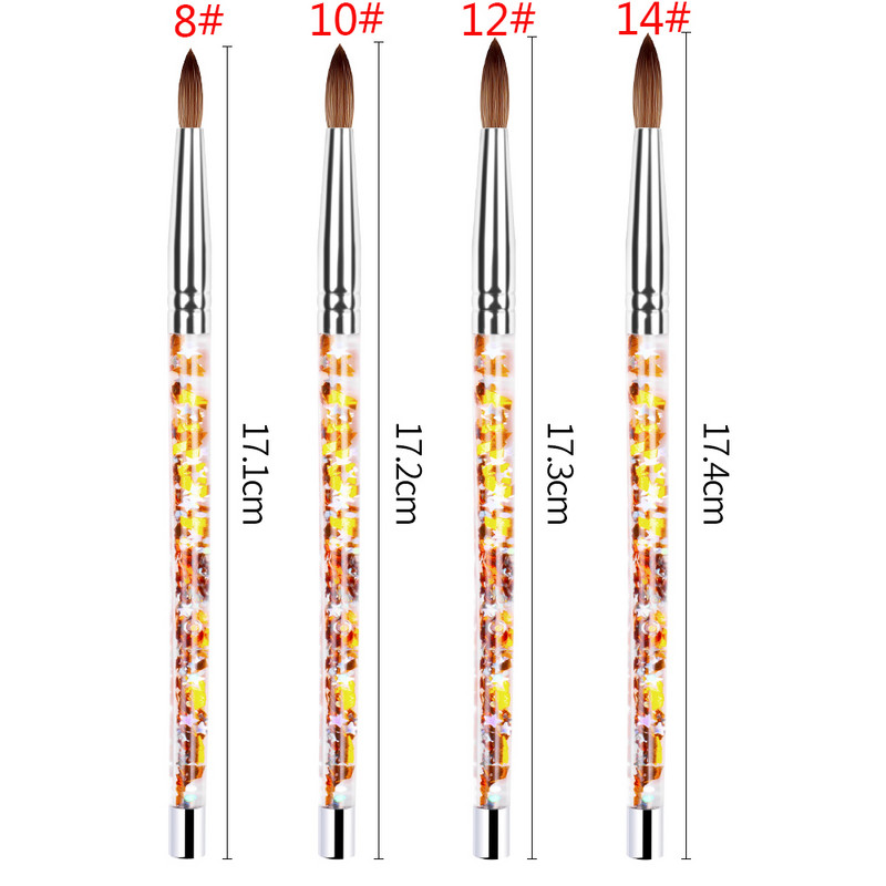 Akrilna četkica za crtanje noktiju br. 8/10/12/14 UV gel kist za rezbarenu olovku Tekući puder DIY crtanje noktiju Tekuća svjetlucava ručka