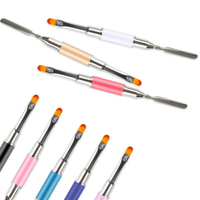 3PCs Dual Ended Nail Art Acrylic UV Gel Extension Builder Flower Painting Pen Brush UV Gel Remover Spatula Stick Инструмент за маникюр