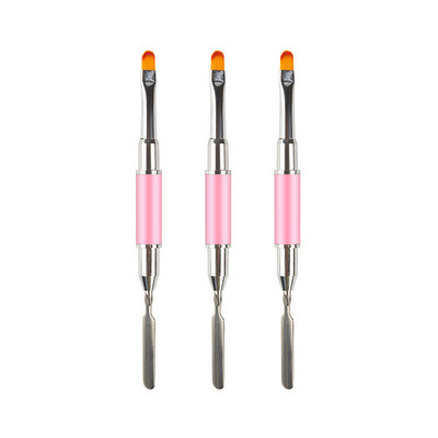 3 db kétvégű Nail Art akril UV gél hosszabbító építő virágfestő toll ecset UV gél eltávolító spatula bot manikűr eszköz