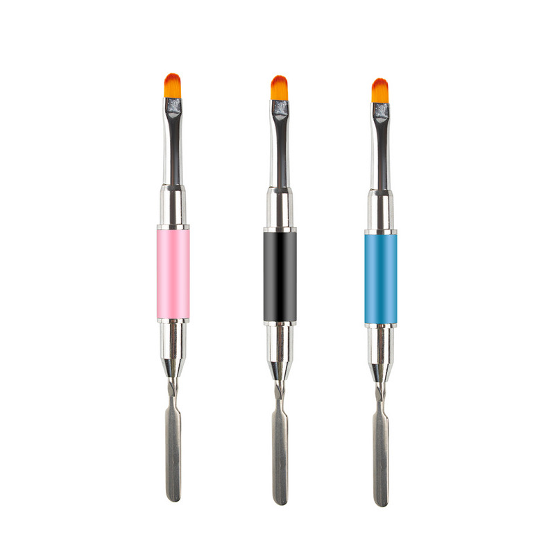 3 db kétvégű Nail Art akril UV gél hosszabbító építő virágfestő toll ecset UV gél eltávolító spatula bot manikűr eszköz