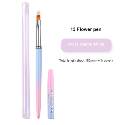 1PC Nail Art Dotting Pen Akrilna linija za crtanje Cvjetni kist Rhinestone Crystal UV Gel Painting Alat za manikuru Beauty Line Kist
