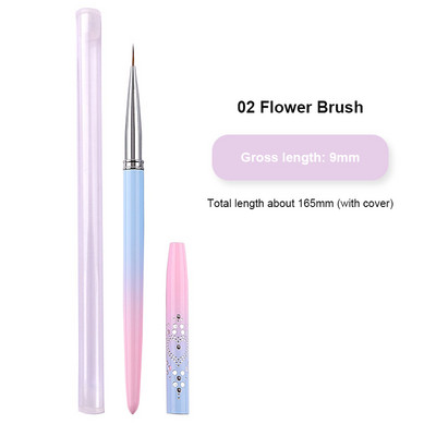 1PC Nail Art Dotting Pen Akrilna linija za crtanje Cvjetni kist Rhinestone Crystal UV Gel Painting Alat za manikuru Beauty Line Kist