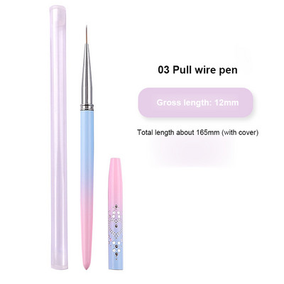 1PC Nail Art Dotting Pen Akrilna linija za crtanje Cvjetni kist Rhinestone Crystal UV Gel Painting Alat za manikuru Beauty Line Kist
