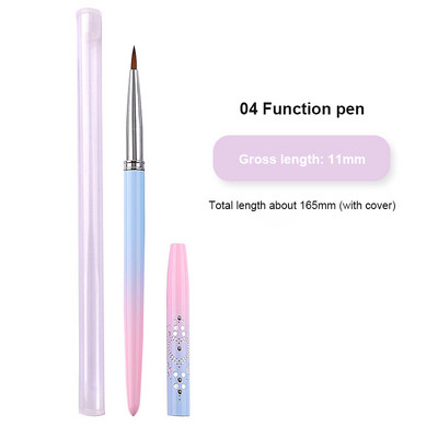 1PC Nail Art Dotting Pen Akrilna linija za crtanje Cvjetni kist Rhinestone Crystal UV Gel Painting Alat za manikuru Beauty Line Kist