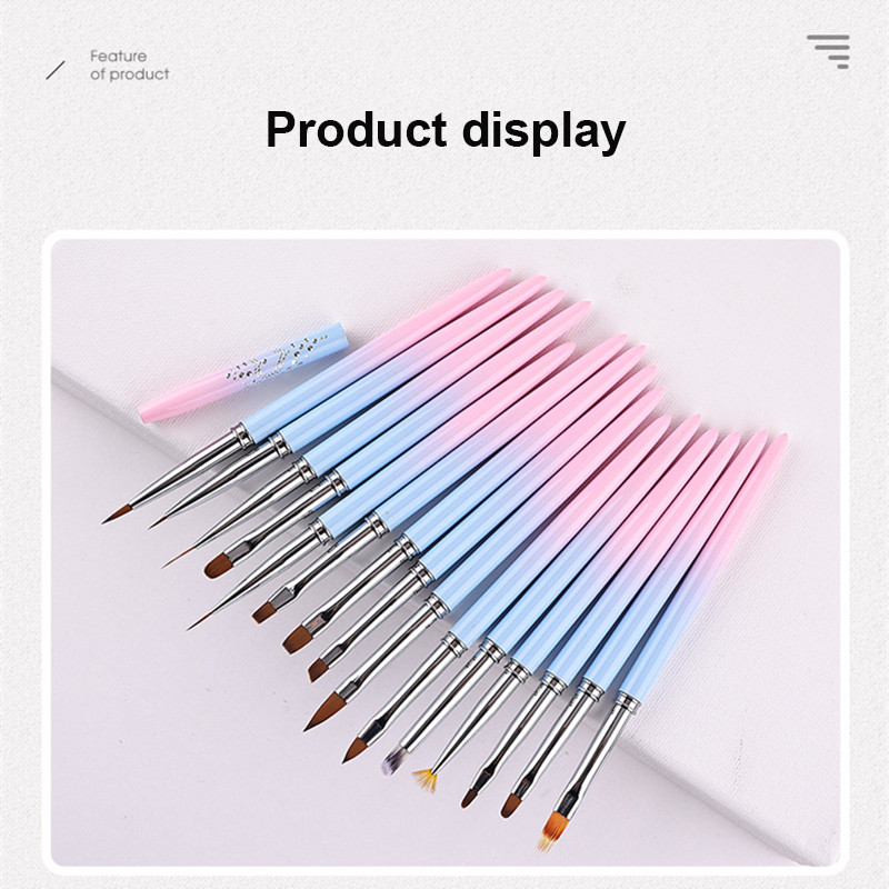 1PC Nail Art Dotting Pen Акрилна линия за рисуване Четка за цветя Rhinestone Crystal UV Gel Painting Инструмент за маникюр Четка за красота