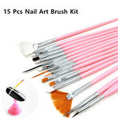 15 buc. Kit de pensule pentru desen pentru nail art, pudră lichidă acrilice, perie cu gel pentru manichiură, instrumente de frumusețe pentru salonul de unghii