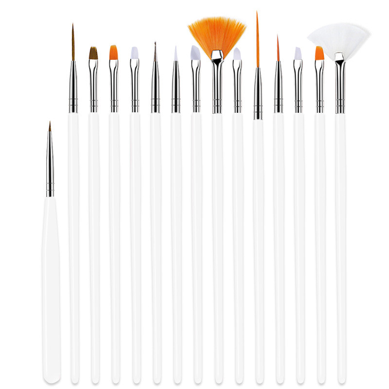 15 buc. Kit de pensule pentru desen pentru nail art, pudră lichidă acrilice, perie cu gel pentru manichiură, instrumente de frumusețe pentru salonul de unghii