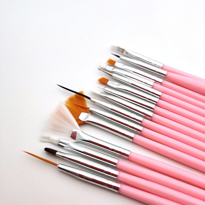 15 buc. Kit de pensule pentru desen pentru nail art, pudră lichidă acrilice, perie cu gel pentru manichiură, instrumente de frumusețe pentru salonul de unghii