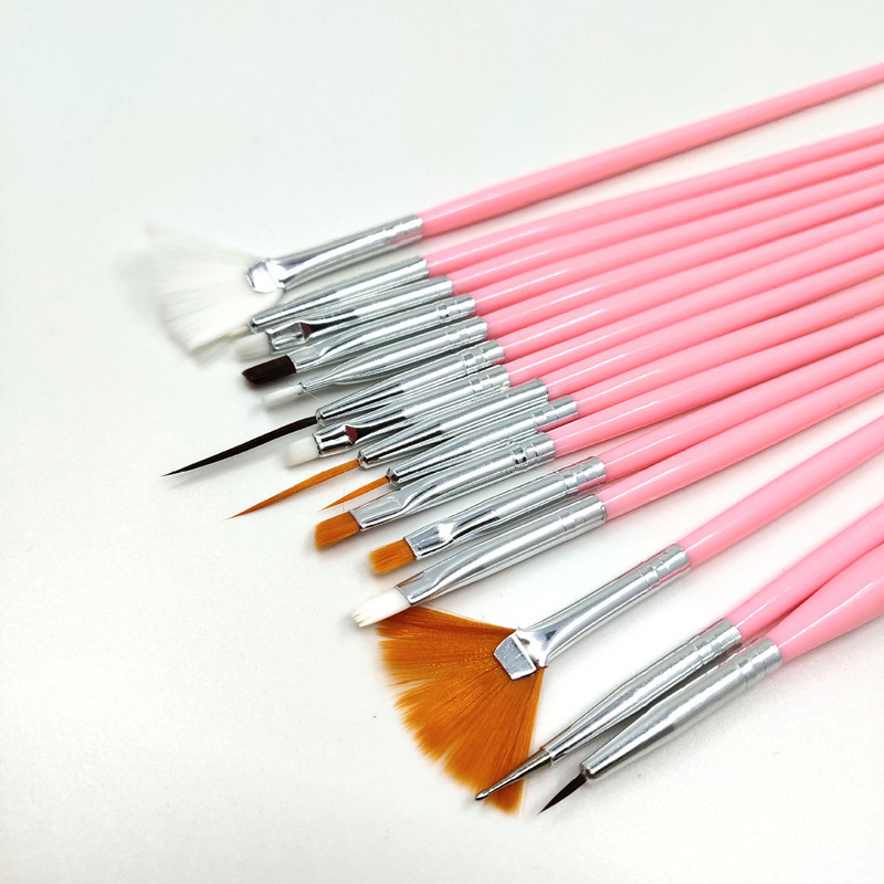 15 buc. Kit de pensule pentru desen pentru nail art, pudră lichidă acrilice, perie cu gel pentru manichiură, instrumente de frumusețe pentru salonul de unghii