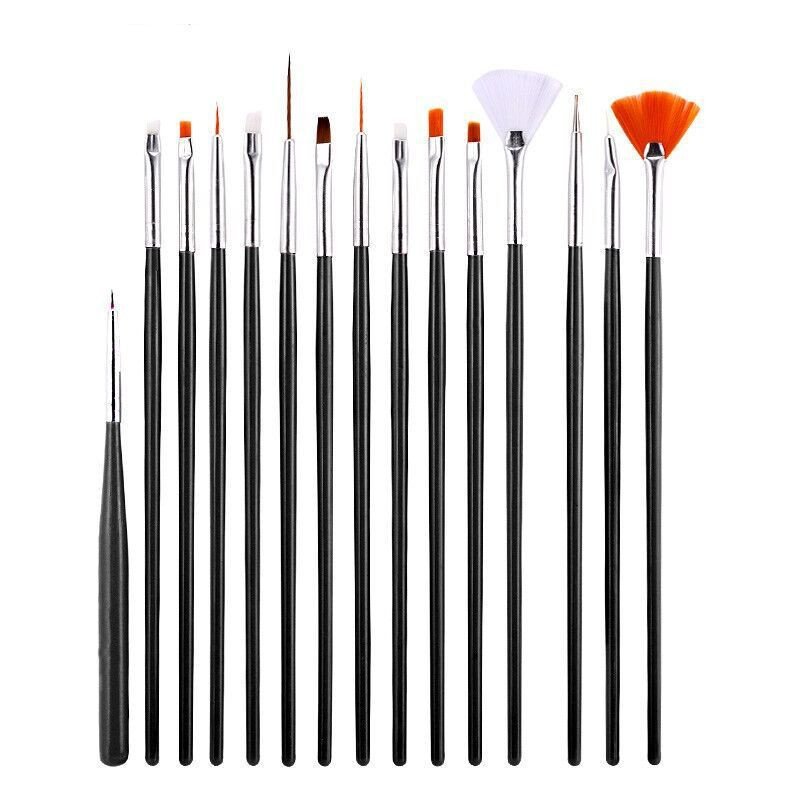 15 buc. Kit de pensule pentru desen pentru nail art, pudră lichidă acrilice, perie cu gel pentru manichiură, instrumente de frumusețe pentru salonul de unghii
