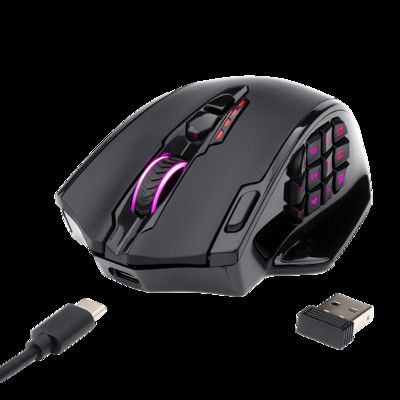 Herná myš Redragon M913 2.4G s bezdrôtovým rozlíšením 16000 DPI, RGB podsvietením a 16 programovateľnými tlačidlami, MMO Fps pre hráčov na notebooku