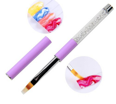 BQAN Perie albă Ombre pentru unghii, perie pentru pictura pentru arta unghiilor, perie, lac cu gel UV, culoare gradient, stras, cristal, acrilic, pix pentru desen pentru unghii