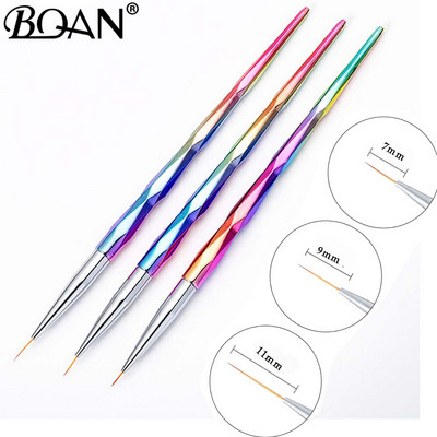 BQAN Perie albă Ombre pentru unghii, perie pentru pictura pentru arta unghiilor, perie, lac cu gel UV, culoare gradient, stras, cristal, acrilic, pix pentru desen pentru unghii