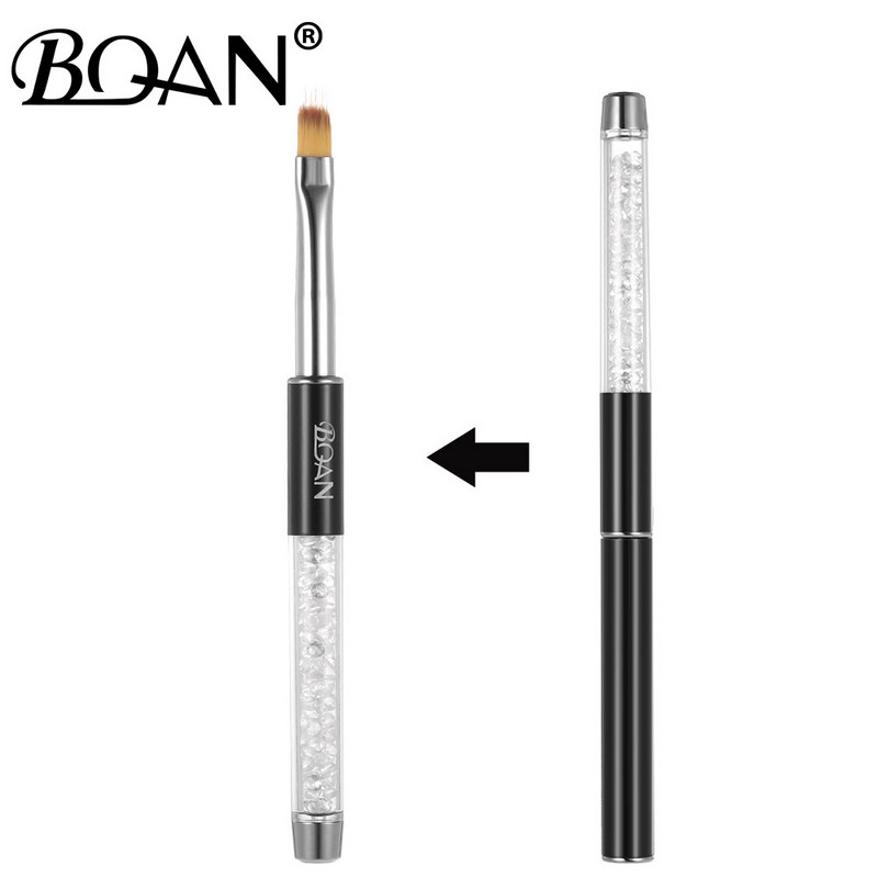 BQAN Perie albă Ombre pentru unghii, perie pentru pictura pentru arta unghiilor, perie, lac cu gel UV, culoare gradient, stras, cristal, acrilic, pix pentru desen pentru unghii