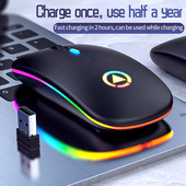 Mouse fără fir Mouse reîncărcabil Mouse de gaming cu iluminare din spate, LED, ultra-subțire, silențioasă, pentru computer, laptop, computer