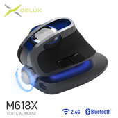 Delux M618X bežični okomiti miš s podesivim kutom Bluetooth 3.0 4.0+2.4GHz Ergonomski punjivi miševi za 4 Windows uređaja
