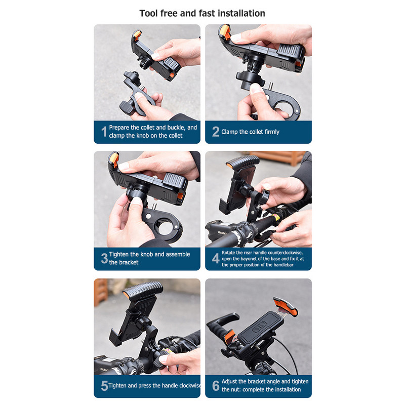 Στήριγμα τηλεφώνου ποδηλάτου Ηλεκτρικό σκούτερ μοτοσικλέτας Αντικραδασμικό τιμόνι Υποστήριξη πλοήγησης Αντιολισθητική βάση στήριξης τηλεφώνου ποδηλάτου