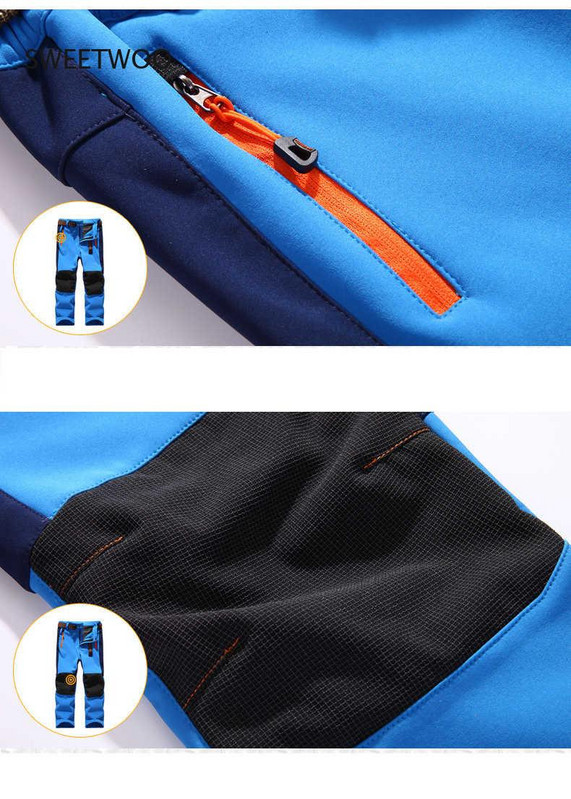 Dječak Djevojčica Topla trenirka Vodootporne Soft Shell Hlače Outdoor 2021 Novi dolazak