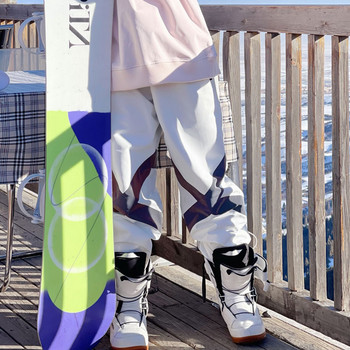 Мъже, жени, зимни светлоотразителни ски панталони, топли, водоустойчиви, ветроустойчиви, сноуборд черни, розови ски панталони