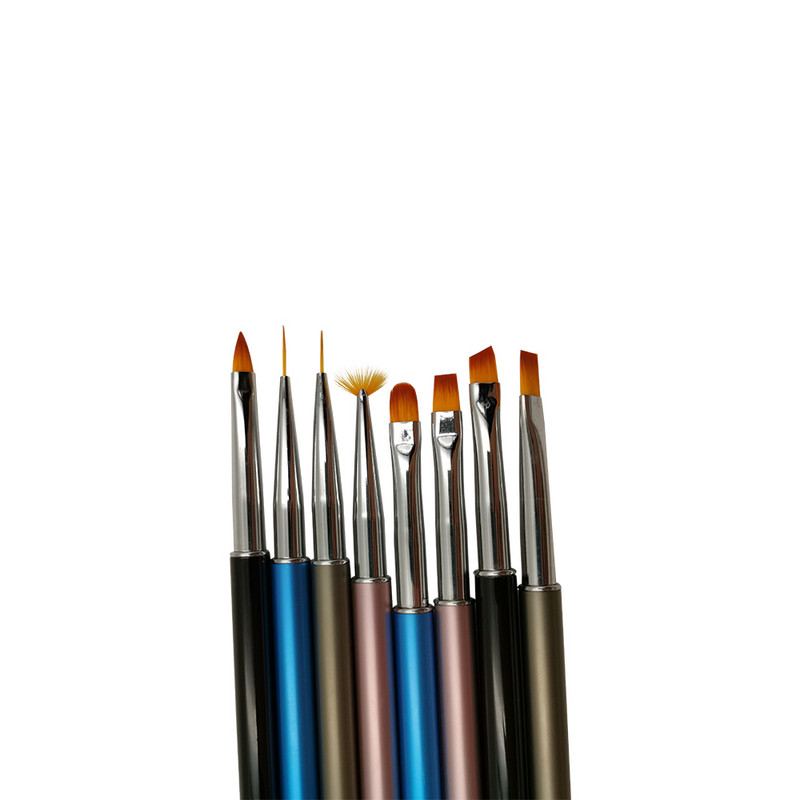 Ekologiški nagų lako akvarelės šepetėliai 5 vnt. Dvigubo galvutės alyvos šepetėliai manikiūro kutais gelio lako šepetėlis gradiento šepetėliu nagai