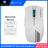 Mouse de gaming Machenike M7 16000 DPI Mouse fără fir pentru jocuri pentru computer, programabil, reîncărcabil, iluminare din fundal RGB, 95 g, mouse cu mod dublu