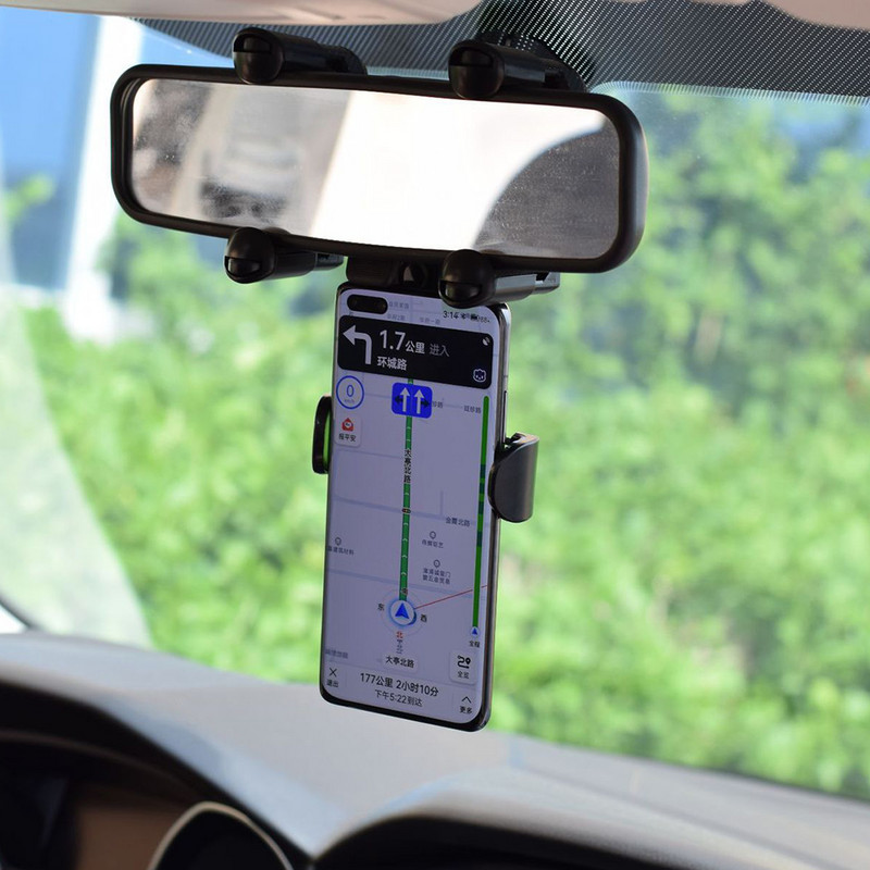 Držač za telefon u automobilu, rotirajući za 360 stupnjeva, automatski retrovizor, GPS navigacija, podrška za automatski telefon, višenamjenski držač za telefon