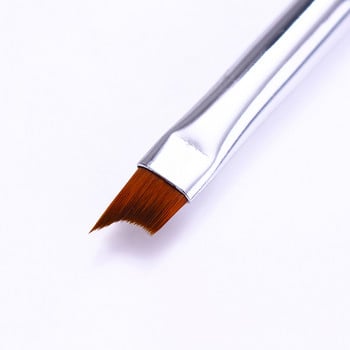 Четка за нокти с френски връх Сребърна черна дръжка Форма на полумесец Акрилна писалка за рисуване Инструмент за рисуване на нокти