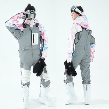 2022 Нови светлоотразителни ски панталони Дамски панталони за сноуборд на открито Мъжки водоустойчиви ветроустойчиви гащеризони за поддържане на топлината Свалящи се за