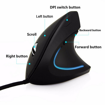 CHUYI Кабелна мишка за дясна/лява ръка Вертикални ергономични гривни Здрав USB оптичен с подложка за настолен лаптоп